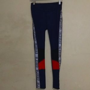 Leggings, navy blue,black mesh,white